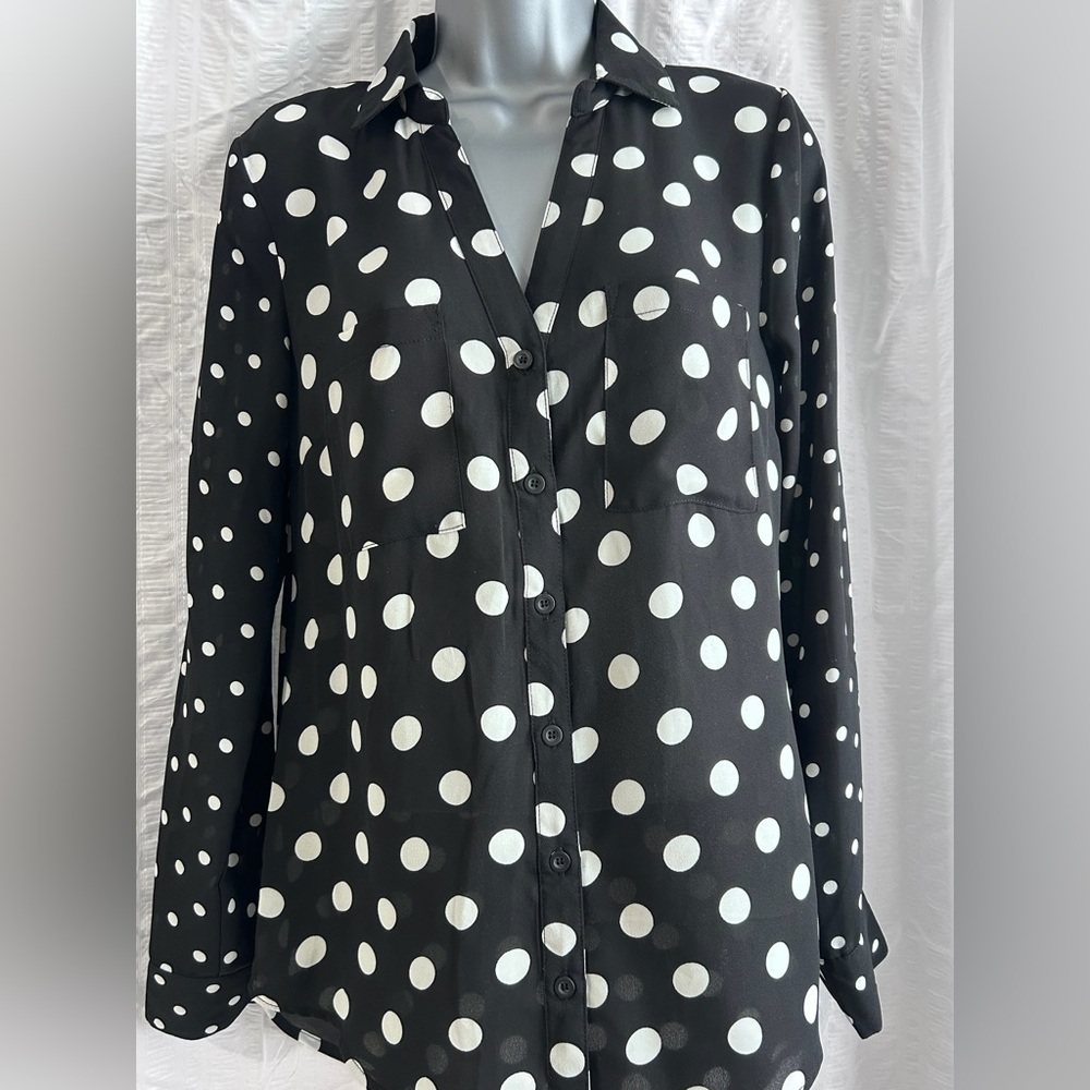My Michelle Black and White Polka Dot Button-Down Shirt